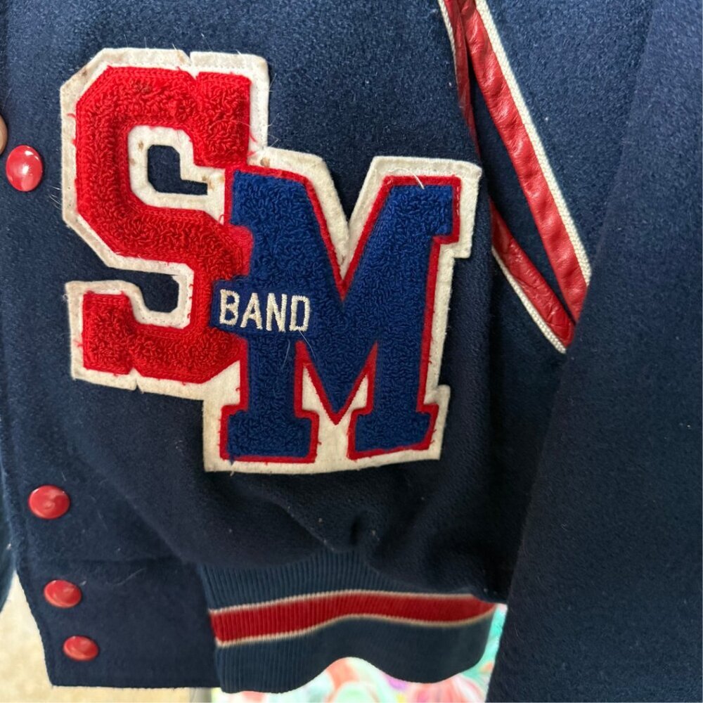 Vintage Holloway Varsity Jacket SMHS Band Drumline Wool Leather Sleeves USA XL - Picture 7 of 8